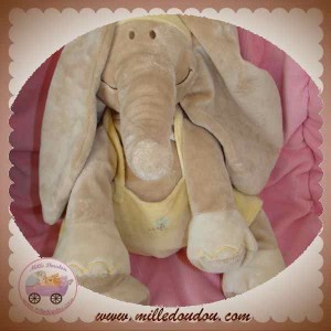 NOUKIE'S SOS DOUDOU ELEPHANT ARCHIBALD BEIGE JAUNE EVEIL 35 CM