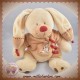 NICOTOY DOUDOU LAPIN ECRU BASTIEN VESTE BEIGE BORDEAUX 25 CM SOS