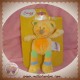 BENGY SOS DOUDOU OURS ORANGE JAMBES RAYE BLEU VERT 17 CM