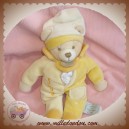 DOUDOU ET COMPAGNIE SOS OURS BEIGE CORPS JAUNE MOUCHOIR