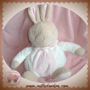 KLORANE DOUDOU LAPIN BEIGE BOULE BLANC ROSE SOS