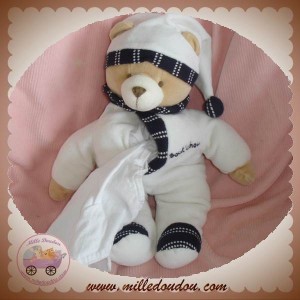 BABYNAT BABY NAT DOUDOU OURS BEIGE BLANC MARINE MOUCHOIR SOS