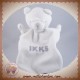 IKKS DOUDOU OURS PLAT BLANC GRIS SOS