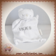 IKKS DOUDOU OURS PLAT BLANC GRIS SOS