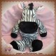 NICOTOY SOS DOUDOU ZEBRE BLANC ET NOIR OREILLES ROSE 38 CM