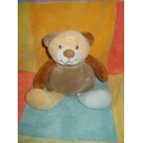 KIABI SOS DOUDOU PELUCHE OURS BEIGE MARRON BLEU 20 CM