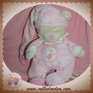 NICOTOY DOUDOU OURS ECRU CREME ROSE ETOILE SOS