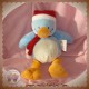 BENGY SOS DOUDOU PELUCHE PINGOUIN BLANC ET BLEU BONNET ROUGE