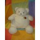 NOUNOURS SOS DOUDOU PELUCHE OURS BOULE BLANC COCCINELLE 30 CM