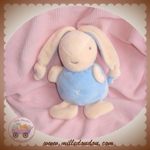 AJENA SOS DOUDOU LAPIN SAUMONEE CLAIR ECRU BLEU 