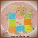 KALOO DOUDOU LAPIN MARIONNETTE PLAT ROND ROSE BLANC JAUNE CARRES SOS