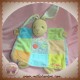 KALOO DOUDOU LAPIN MARIONNETTE PLAT ROND ROSE BLANC JAUNE CARRES SOS