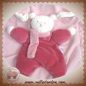 COROLLE DOUDOU LAPIN PATACHOU FRAMBOISE ECRU HOCHET SOS