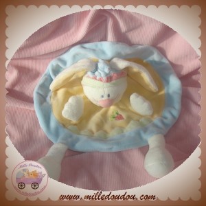 KIABI DOUDOU LAPIN BLANC ROND PLAT BLEU ORANGE CAROTTE