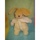 NOUNOURS SOS DOUDOU PELUCHE LAPIN BEIGE CARREAUX JAUNE ECRU