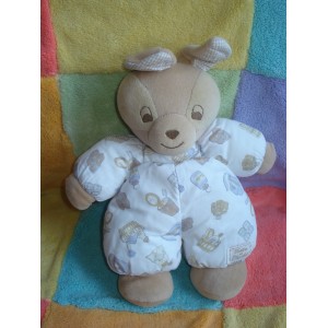 TARTINE ET CHOCOLAT SOS DOUDOU LAPIN BEIGE TISSU BLANC 