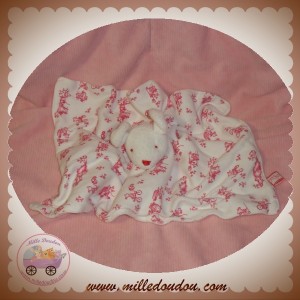 SERGENT MAJOR DOUDOU SOURIS BLANCHE CORPS PLAT BRODERIE ROSE ROUGE