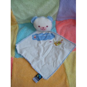 COTON EQUITABLE PAPILI SOS DOUDOU OURS PLAT NATHAN BLANC BLEU