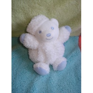 KALOO SOS DOUDOU OURS BLANC NEIGE BLEU 11 CM