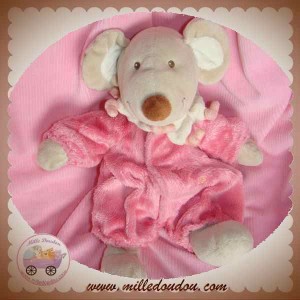 TEX SOS DOUDOU SOURIS BEIGE COMBINAISON ROSE