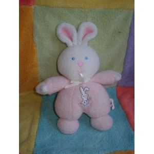 LUMINOU SOS DOUDOU PELUCHE LAPIN BLANC ROSE HOCHET JEMINI