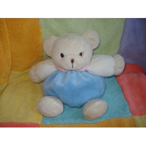 PLANETE DIFFUSION SOS DOUDOU PELUCHE OURS ECRU BOULE BLEU