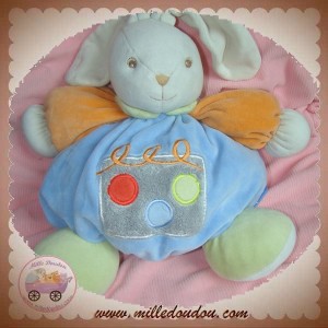 KALOO SOS DOUDOU LAPIN BLANC CORPS BOULE BLEU EVEIL ROND