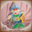 NICOTOY DOUDOU CLOWN LUTIN POUPEE HABIT BLEU MIROIR EVEIL SOS