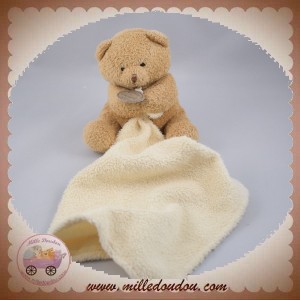 DOUDOU ET COMPAGNIE SOS PELUCHE OURS MARRON MOUCHOIR ECRU 