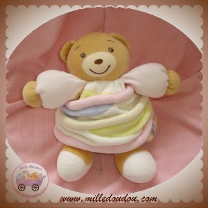 KALOO DOUDOU OURS CANDY PASTEL ROSE MAUVE ORANGE ECRU SOS