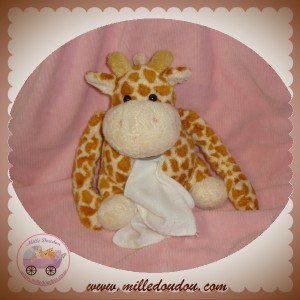 BABYNAT BABY NAT DOUDOU PELUCHE GIRAFE TACHETE MOUCHOIR BLANC