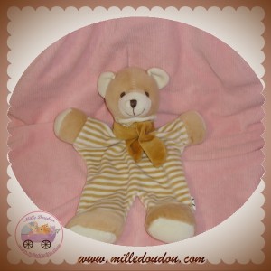 CMP SOS DOUDOU PELUCHE OURS PLAT RAYE BEIGE MARRON