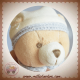 DOUDOU ET COMPAGNIE SOS OURS BEIGE CORPS PLAT ECRU/BLANC COL GRIS