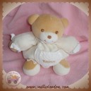 TAKINOU DOUDOU OURS BEIGE CORPS ECRU COL BLANC POCHE SOS