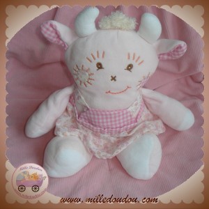 TAKINOU SOS DOUDOU VACHE ROSE AVEC FLEURS ROBE