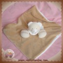 JACADI DOUDOU PELUCHE OURS PLAT BEIGE ECRU BLANC SOS