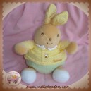 TAKINOU SOS DOUDOU LAPIN BEIGE BOULE VICHY JAUNE VERT POUSSIN