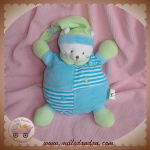 TCF SOS DOUDOU PELUCHE CHAT BLEU TURQUOISE VERT