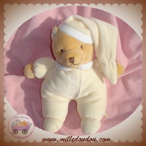 NOUKIE'S SOS DOUDOU PELUCHE OURS CUTIE ECRU JAUNE HOCHET