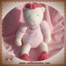 LES 3 OURS SOS DOUDOU OURS ECRU RAYE ROSE LINVOSGES