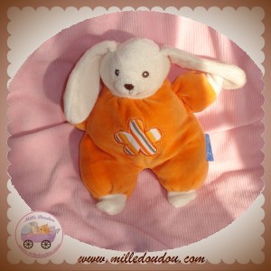DOUDI SOS DOUDOU PELUCHE LAPIN ECRU CORPS ORANGE FLEUR