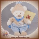 NICOTOY SOS DOUDOU OURS BLANC BEIGE BLEU TAUPE 18 CM