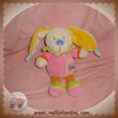 Doudou Peluche Poupée Déguisée En Lapin Ecru Marron Coeur Col Rose