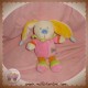 NICOTOY SOS DOUDOU LAPIN ECRU ROSE COEUR RAYE ORANGE 17 CM