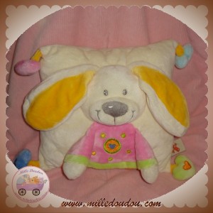 NICOTOY SOS DOUDOU COUSSIN LAPIN ECRU ROSE COEUR