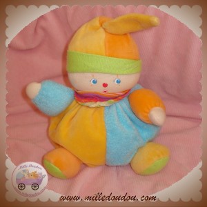 COROLLE DOUDOU PELUCHE CLOWN BOULE JAUNE BLEU