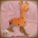 JACADI SOS DOUDOU PELUCHE GIRAFE ORANGE MARRON HOCHET