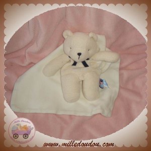 SUCRE D'ORGE DOUDOU OURS BLANC AVEC MOUCHOIR ECRU SOS