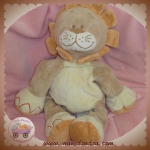 BENGY SOS DOUDOU PELUCHE LION BEIGE JAUNE ORANGE 28 CM