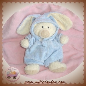 NICOTOY SOS DOUDOU OURS ECRU DEGUISE LAPIN BLEU ORCHESTRA